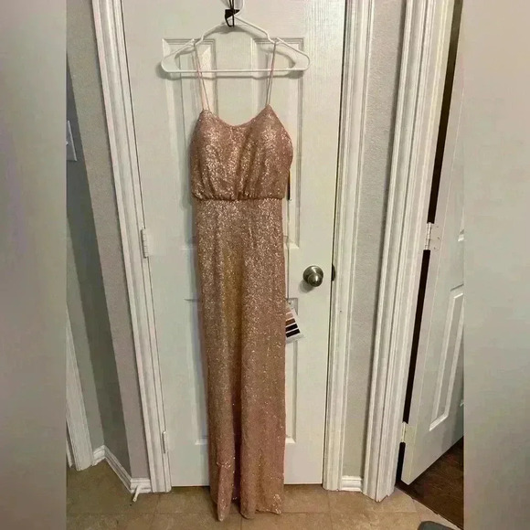NWT Sorella Vita Gild Sequin Gown Rose Gold Size 8 - Picture 4 of 7